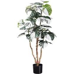 Kunstpflanze CREATIV GREEN "Monstera Deliciosa Variegata", grün, H:110cm Ø:50cm, Kunstpflanzen, mit außergewöhnlichem Blattwerk