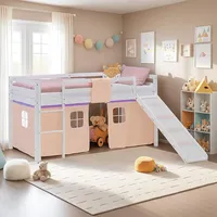 Homestyle4u Hochbett Kinder 90 x 200 cm Kiefer lackiert weiß lila