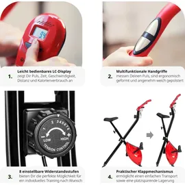 Tectake tectake® Heimtrainer klappbar, 8 Schwierigkeitsstufen inklusive Trainingscomputer und Pulsmesser