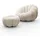 lookway Drehsessel FLUFFY Textil 95 x 60 x 95 cm Beige mit Fußhocker
