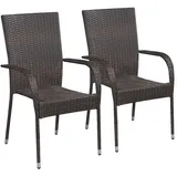 vidaXL Premium Polyrattan Gartenstühle 55,5 x 53,5 x 95 cm braun 2 St. stapelbar