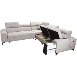 kaiser möbel Designer-Ecksofa mit Schlaffunktion und Bar GRECO III Avra Gelb Rechts