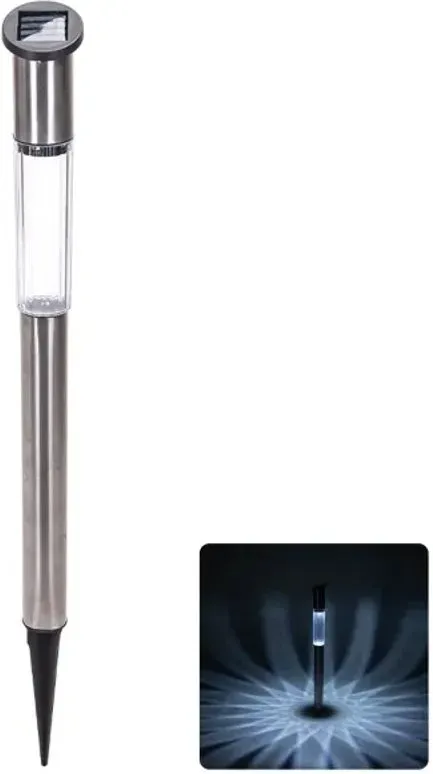 Aigostar Solar-Gartenleuchte/Wegbeleuchtung/Edelstahl/Steckleuchte (hohe Pfahlform)/6500 K/Serie 08