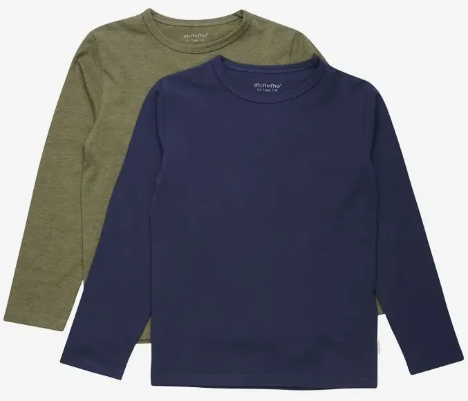 Minymo Basic 34 -t-shirt LS (2-pack) dark olive (954) 80