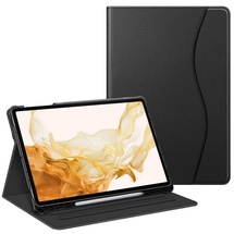 Fintie Hülle für Samsung Galaxy Tab S8 Plus 2022/S7 FE 2021/S7 Plus 2020 12.4 Zoll, Multi-Winkel Folio Schutzhülle mit S Pen Halter Dokumentschlitze und Auto Schlaf/Wach Funktion, Schwarz