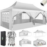 COBIZI Pavillon 3x6 Faltpavillon Wasserdicht Stabil mit 6 Seitenteilen Kegelförmig Partyzelt 3 Höhenverstellbar UV-Schutz Tragetasche Zelthering, Seile für Garten, Hochzeiten, Markt, Freien Event