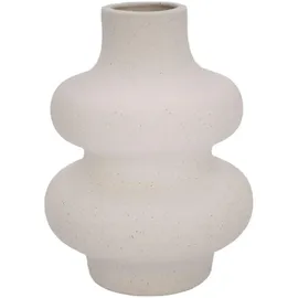 Intirilife Keramik Vase in Creme Weiß - 11.5 x 15.5 cm - Spiralvase Dekovase ideal für Blumen Pampasgras und Trockenblumen