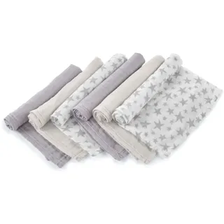 Jané 6er Set Baby Mulltücher 35x35 cm, Baumwolle & Bambus, Multifunktional, Antiallergisch, Nachhaltig, Grau