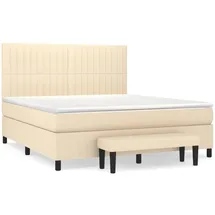 vidaXL Boxspringbett mit Matratze Creme 180x200 cm Stoff