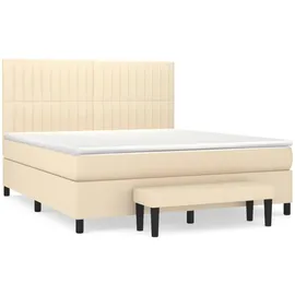 vidaXL Boxspringbett mit Matratze Creme 180x200 cm Stoff