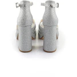 Buffalo High-Heel-Pumps BUFFALO "Buffalo Cross -Vegan Glitter", Damen, Gr. 38, silber, Kunstfaser, unifarben, Schuhe