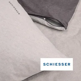 SCHIESSER Doubleface Feinbiber silber 155 x 220 cm + 80 x 80 cm