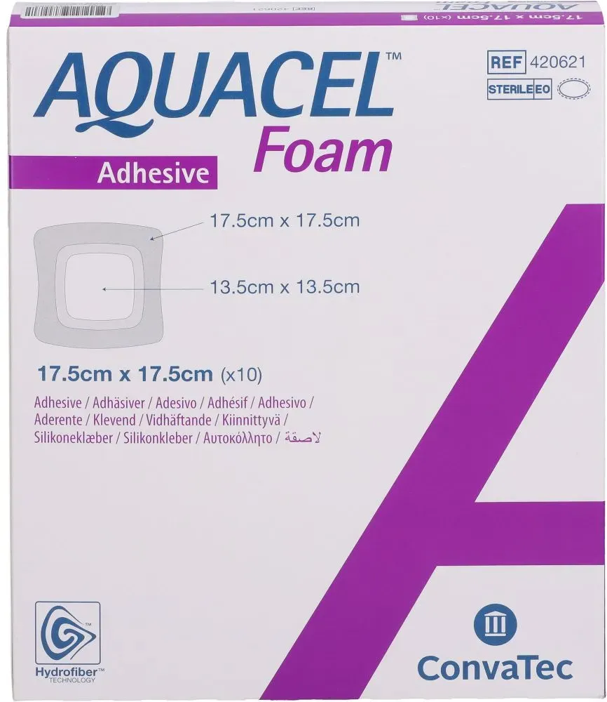 AQUACEL Foam adhäsiv 17,5x17,5 cm Verband 10 St