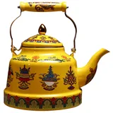 Angoily Enamel Teapot Ethnischer Wasserkessel Für Zuhause Retro-design Für Zubereitung Von Buttertee Und Anderen Heißgetränken Geeignet Für Herdarten