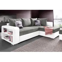 Collection AB Ecksofa John mit Bettfunktion, Bettkasten und Regalarmteil, grau