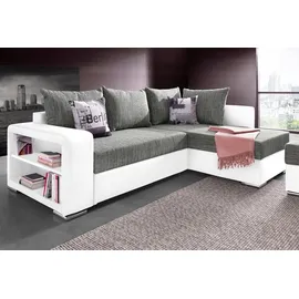 Collection AB Ecksofa John mit Bettfunktion, Bettkasten und Regalarmteil, grau