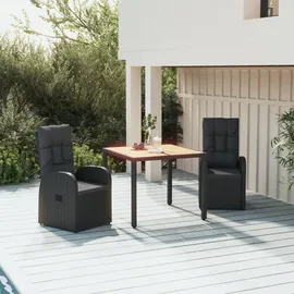 vidaXL Garten-Essgruppe 3-tlg. Schwarz