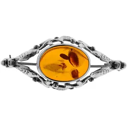 Brosche OSTSEE-SCHMUCK "Ostsee-Schmuck Brosche Fischland 43x18 mm", weiß, Broschen, Damen, Silber 925 (Sterlingsilber)