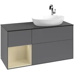 Villeroy & Boch Waschtischunterschrank „Finion“ für Schrankwaschtisch 1200 × 603 × 501 mm Anthracite Matt Lacquer, für Becken rechts, mit Hahnlochbohrung