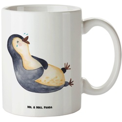 Mr. & Mrs. Panda Tasse Pinguin lachend – Weiß – Geschenk, XL Tasse, lol, Grosse Kaffeetasse, XL Tasse Keramik weiß