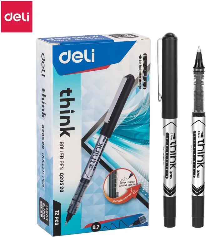 Deli Gel-Roller, Büro- & Schulbedarf, mittlere Spitze 0,7 mm, schwarz, 12er-Pack