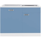 wiho Küchen Spülenschrank »Husum«, 110 cm breit, inkl. Tür/Sockel für Geschirrspüler, blau