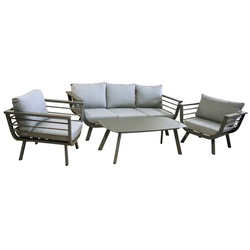 GARDEN PLEASURE Gartenmöbel »Elia«, 5 Sitzplätze, Aluminium/Polyester, inkl. Auflagen - grau