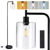 Stehlampe Wohnzimmer,LED Stehleuchte Dimmbar 2700K-6500K Standleuchte,Fernbedienung & Fußbedienung Retro Stehlampe,Modern Leselampe für Schlafzimmer Büro Studio Schwarz 166cm