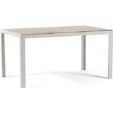 Rechteckiger Tisch 150×90 cm mit pulverbeschichtetem Aluminiumgestell und dekorierter Glasplatte, ideal für Innen- und Außenbereiche – moderne... - Weiß/Grau