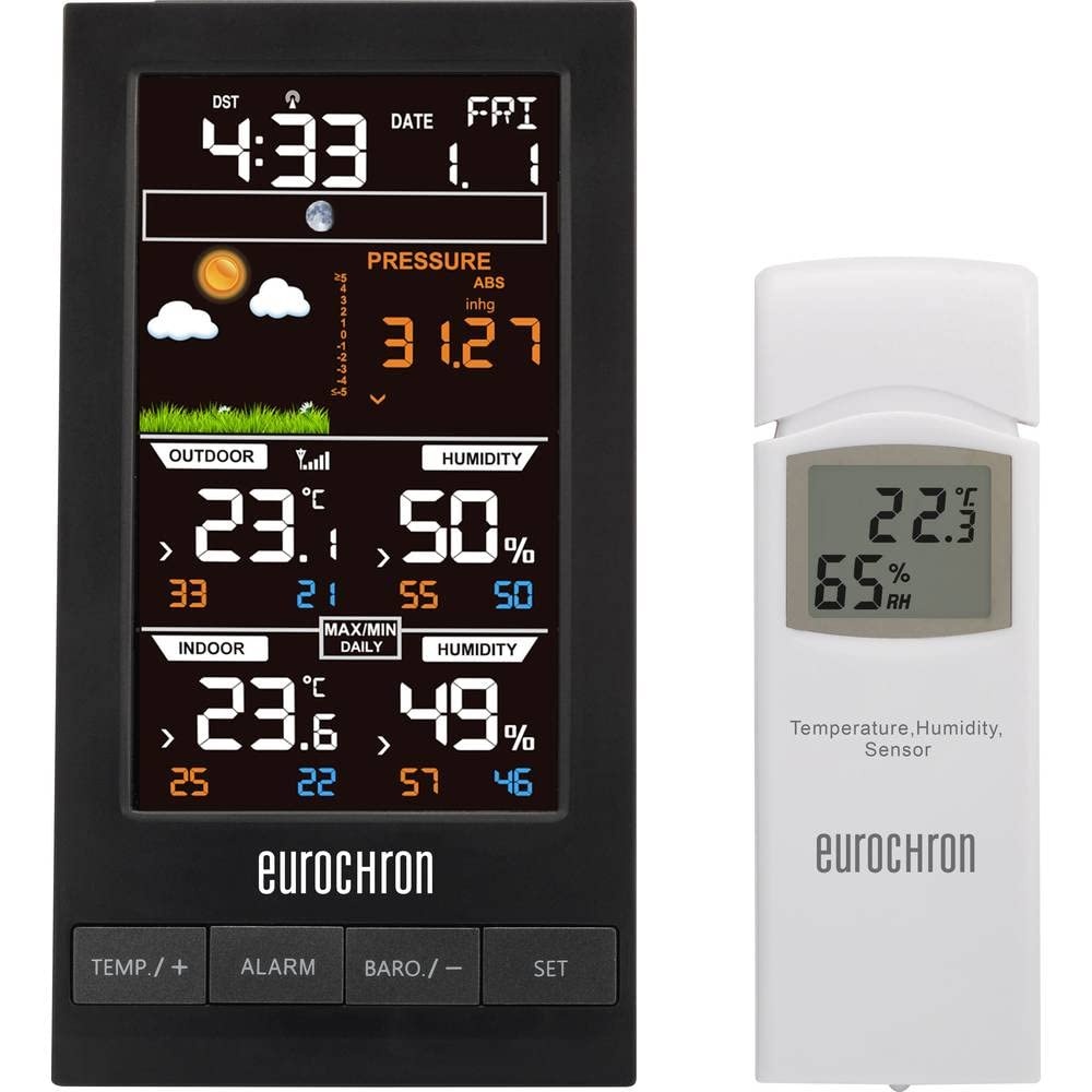 Eurochron EFWS S250 Funk-Wetterstation Vorhersage für 12 bis 24 Stunden Anzahl Sensoren max. 1