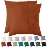 Vielit Kissenbezug 80x80 Orange Weich Kopfkissenbezug 80x80 2er Set Mikrofaser Kissenbezüge 80x80 Pillowcase Deko Kissenhülle Für Kissen 80x80 Öko-Zertifikat Resistent Hypoallergen