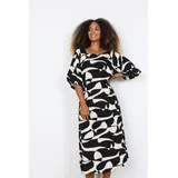 Soyaconcept Druckkleid Midikleid Schwarz 38