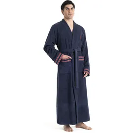 Bruno Banani Herrenbademantel BRUNO BANANI "Roy, ideal für Sauna & Spa, Standardlänge & Überlänge" Gr. S, marine, L:145cm, Walkfrottee, Hausmäntel, Herrenbademantel, farblich abgesetzten Streifen, Bademantel, S-3XL, auch in extra lang