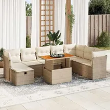 vidaXL Garten-Sofagarnitur 9-tlg. Loungeset beige