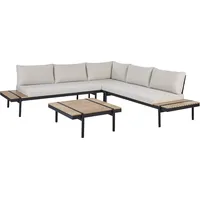 Beliani Lounge Set Hellbraun Eukalyptusholz 4-Teilig 5-Sitzer Garten-Ecksofa mit