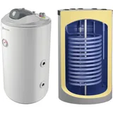 120 Liter Kombispeicher kombinierter Warmwasserspeicher mit 1 Wärmetauscher und 2000W Heizlement als Unterstellspeicher - Anschlüsse nach oben -