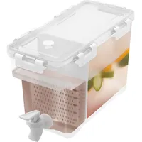 3,5L Kunststoff Getränkespender mit Zapfhahn Trennwand für Kühlschrank (weiß)