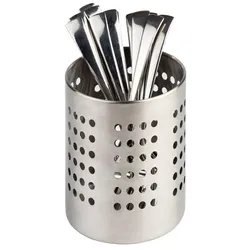 APS Besteckständer/ Besteckbehälter, Edelstahl, Ø 12 cm, H: 13,5 cm, grau, spülmaschinengeeignet