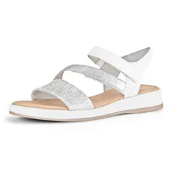 Sandalette GABOR "RHODOS", Damen, Gr. 35, bunt (silberfarben, weiß), Glattleder, klassisch, Schuhe, Sommerschuh, Sandale, Keilabsatz, in Komfort-Schuhweite G (=weit)