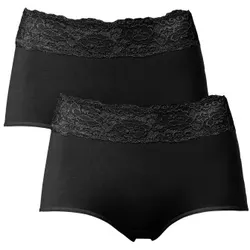 Trofe Lace Trimmed Maxi Briefs 2P Schwarz Baumwolle Large Damen