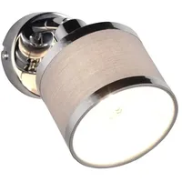 meineWunschleuchte Moderner Wandstrahler Silber Chrom mit Stoffschirm Grau,