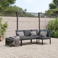 vidaXL 3-tlg. Garten-Sofagarnitur mit Kissen schwarz