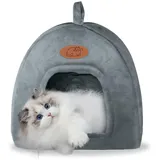 Katzenhöhle Katzenbett, Waschbares Katzenhaus Haustierbett, Weiches Komfort Zelt Katzenstreu Bett, Warme Katzenhöhle Beruhigendes Bett für Katzen und kleine Hunde Schlafen (Dunkelgrau)