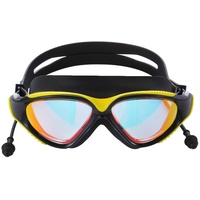 Hixingo Schwimmbrille für Erwachsene, Anti-Beschlag UV-Schutz Kein Auslaufen Verstellbar Gurt Taucherbrille Wasserdicht Klare Sicht mit Ohrenstöpsel, für Schwimmbad/Strand (Gelb)