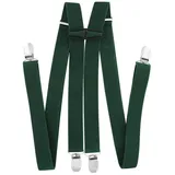 axy Hosenträger für Herren breit 2,5 cm in H-Form mit 4 Hosenträger Clips extra stark längenverstellbar (Grün) - Einheitsgröße