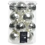 Decoris season decorations 16 Christbaumkugeln Glas 8cm Silber