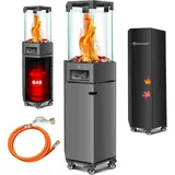 KESSER® Heizstrahler Gas Terrassenheizstrahler Gasheizungen Gasheizstrahler Gasheizer inkl. Schutzhülle Outdoor-Heizung Mobiler Heizpilz Flammenheizer, Pyramide Terrassenheizer, mit Bodenrollen