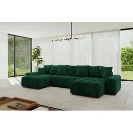 altdecor Wohnlandschaft, ENIL-U 401x189x68 Dunkelgrün Velours