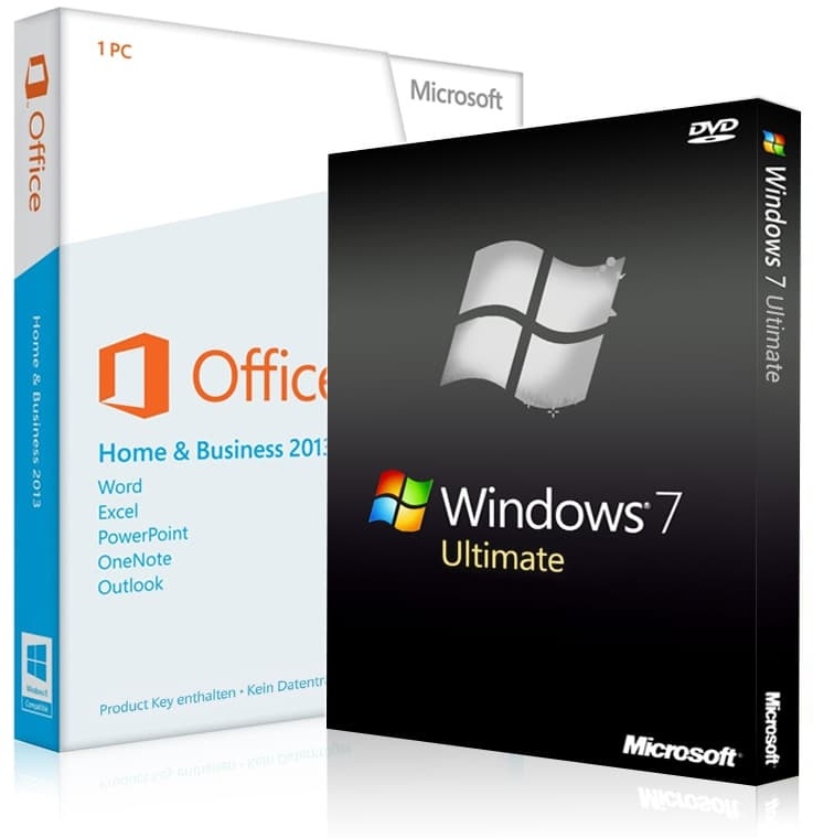 Windows 7 Ultimate + Office 2013 Home & Business (DE) 32/64 Bit
