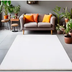 Teppich AYYILDIZ TEPPICHE "LUXY 5200", weiß, B:80cm H:13mm L:150cm, Polyester, Teppiche, sehr weiche Oberfläche, pflegeleicht, Kurzflorteppich